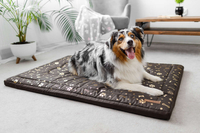 Legowisko materac dla psa Welsti brązowy złote kości i łapki XL 130x90 wigofil