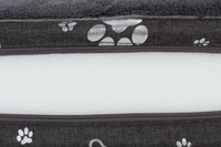 Owalne legowisko kojec dla psa Welsti ciemny szary srebrne kości i łapki M 58x47 antypoślizgowy