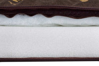 Legowisko materac dla psa Welsti brązowy złote kości i łapki XL 130x90 antypoślizgowy