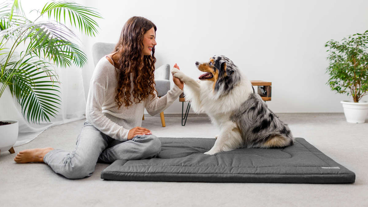 Legowisko materac dla psa Welsti ciemny szary gładki kość XL 130x90 antypoślizgowy