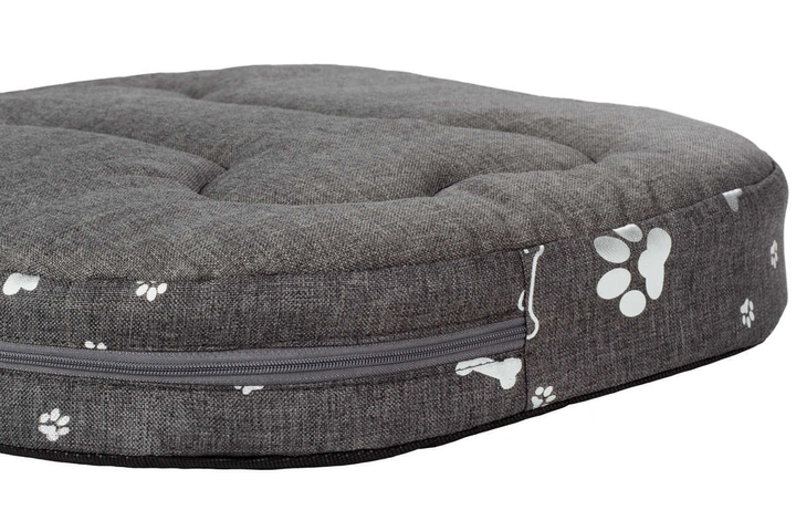Owalne legowisko kojec dla psa Welsti ciemny szary srebrne kości i łapki L 68x55 wigofil