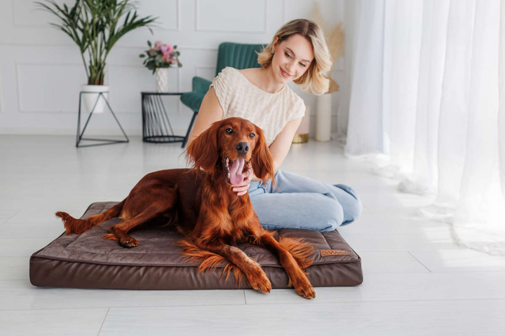 Legowisko materac dla psa Welsti ciemny szary srebrne kości i łapki L 100x70 antypoślizgowy