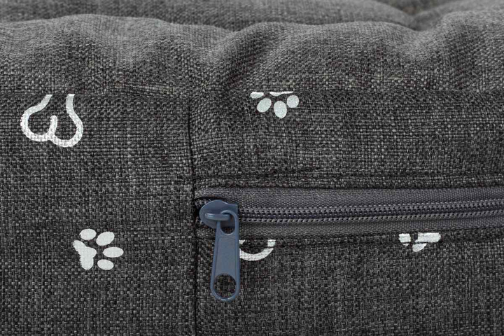 Owalne legowisko kojec dla psa Welsti ciemny szary srebrne kości i łapki M 58x47 wigofil