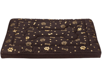 Legowisko materac dla psa Welsti brązowy złote kości i łapki L 100x70 antypoślizgowy