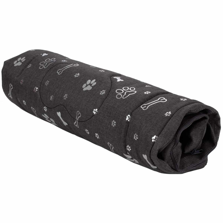 Legowisko materac dla psa Welsti ciemny szary srebrne kości i łapki M 70x50 wigofil
