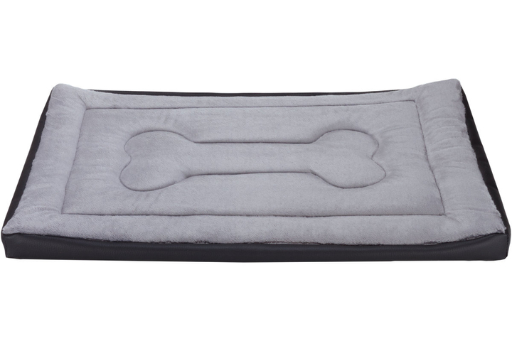 Legowisko materac dla psa Welsti ciemny szary srebrne kości i łapki M 70x50 antypoślizgowy
