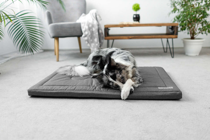Legowisko materac dla psa Welsti ciemny szary gładki kość L 100x70 wigofil