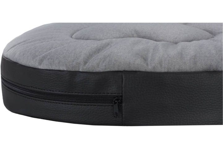 Owalne legowisko kojec dla psa Welsti ciemny szary srebrne kości i łapki M 58x47 antypoślizgowy