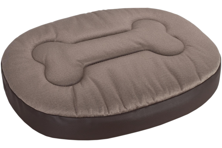 Owalne legowisko kojec dla psa Welsti ciemny szary srebrne kości i łapki L 68x55 antypoślizgowy