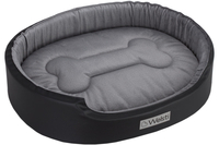 Owalne legowisko kojec dla psa Welsti ciemny szary srebrne kości i łapki L 68x55 antypoślizgowy