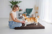 Legowisko materac dla psa Welsti ciemny szary srebrne kości i łapki L 100x70 antypoślizgowy