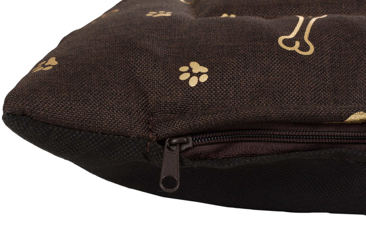 Legowisko poducha dla psa Welsti brązowy złote kości i łapki L 100x70 wigofil