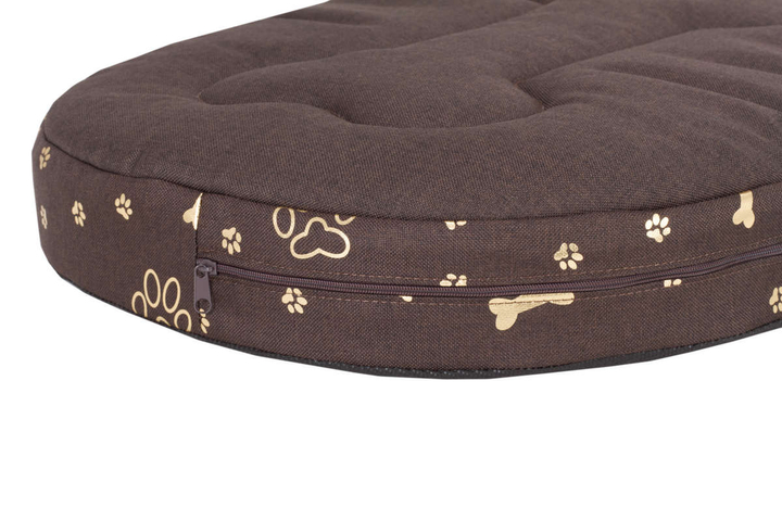 Owalne legowisko kojec dla psa Welsti ciemny szary srebrne kości i łapki XL 80x67 wigofil