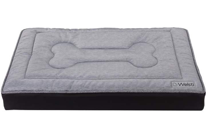 Legowisko materac dla psa Welsti ciemny szary srebrne kości i łapki XL 130x90 antypoślizgowy