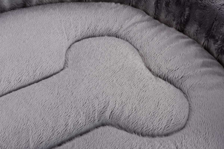 Owalne legowisko kojec dla psa Welsti ciemny szary srebrne kości i łapki L 68x55 wigofil