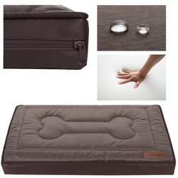 Legowisko materac dla psa Welsti ciemny szary srebrne kości i łapki M 70x50 antypoślizgowy