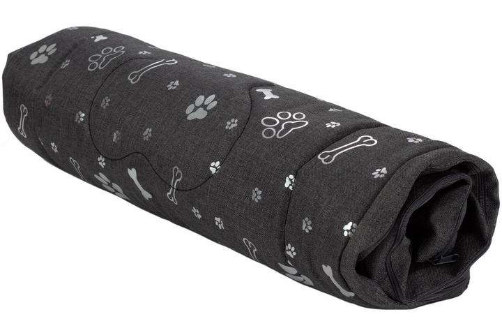 Legowisko materac dla psa Welsti ciemny szary srebrne kości i łapki L 100x70 wigofil