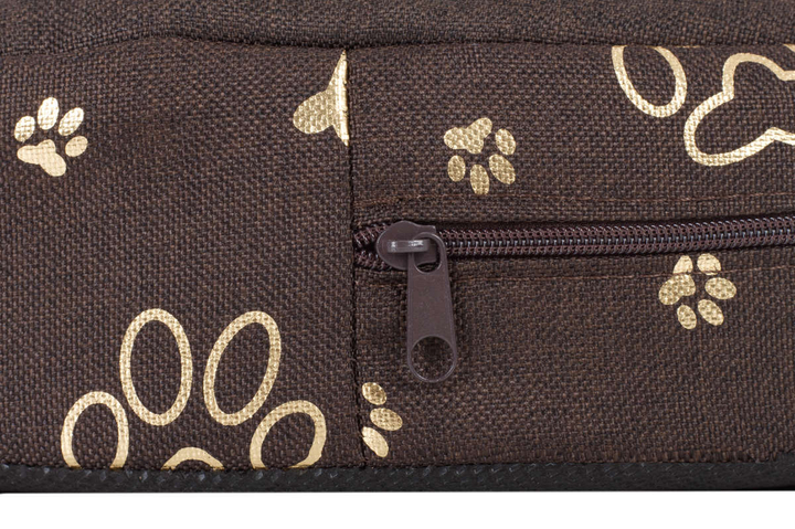 Owalne legowisko kojec dla psa Welsti ciemny szary srebrne kości i łapki M 58x47 wigofil