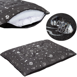 Legowisko poducha dla psa Welsti ciemny szary srebrne kości i łapki L 100x70 wigofil