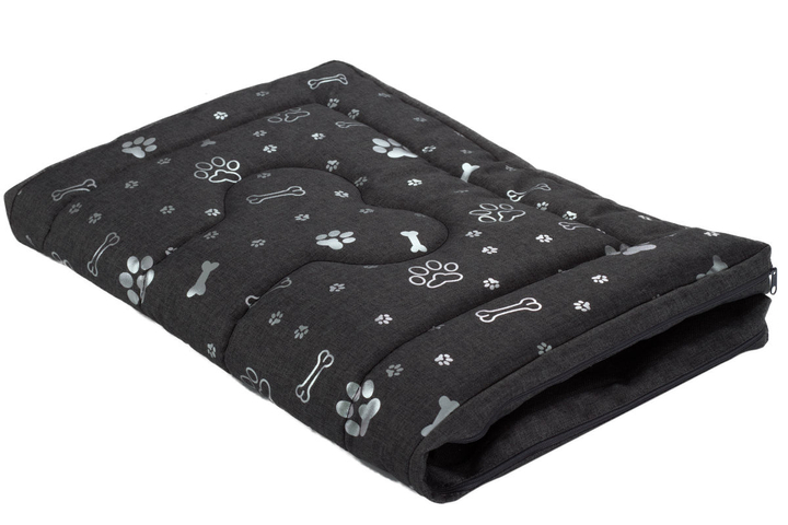 Legowisko materac dla psa Welsti ciemny szary srebrne kości i łapki L 100x70 wigofil