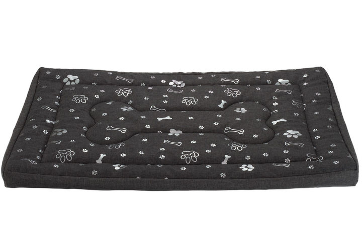 Legowisko materac dla psa Welsti ciemny szary srebrne kości i łapki XL 130x90 wigofil