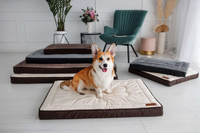 Legowisko materac dla psa Welsti ciemny szary srebrne kości i łapki L 100x70 antypoślizgowy