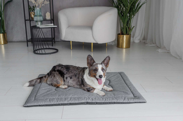 Legowisko mata dla psa Welsti szary melanż len kość L 100x70 antypoślizgowa