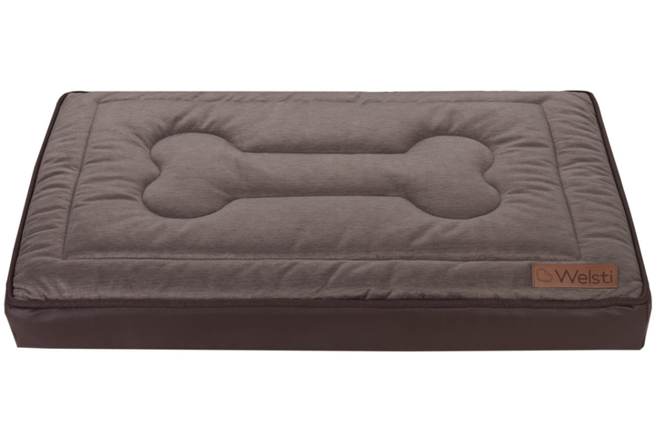 Legowisko materac dla psa Welsti ciemny szary srebrne kości i łapki L 100x70 antypoślizgowy