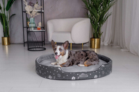 Owalne legowisko kojec dla psa Welsti ciemny szary srebrne kości i łapki XL 80x67 wigofil