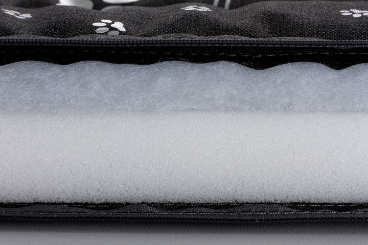 Legowisko materac dla psa Welsti ciemny szary srebrne kości i łapki XL 130x90 antypoślizgowy