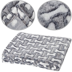 Kocyk dla psa Welsti w białe i szare kosteczki M 70x50