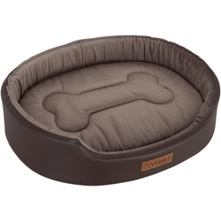 Owalne legowisko kojec dla psa Welsti ciemny szary srebrne kości i łapki L 68x55 antypoślizgowy