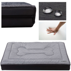 Legowisko materac dla psa Welsti ciemny szary srebrne kości i łapki XL 130x90 antypoślizgowy