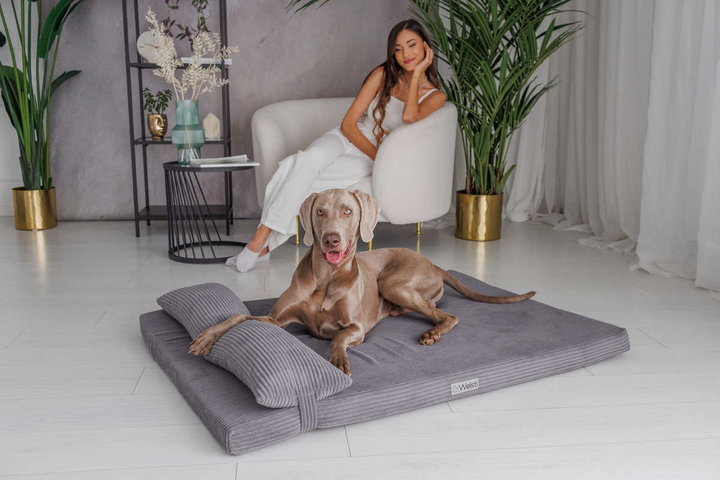 Legowisko materac dla psa Welsti ciemny szary gładki kość M 70x50 wigofil