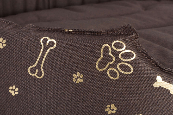 Owalne legowisko kojec dla psa Welsti ciemny szary srebrne kości i łapki M 58x47 wigofil