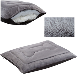Legowisko poducha dla psa Welsti szara futerko kość M 70x50 antypoślizgowa