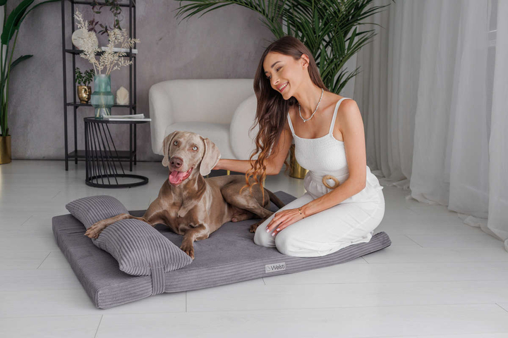 Legowisko materac dla psa Welsti ciemny szary gładki kość M 70x50 wigofil