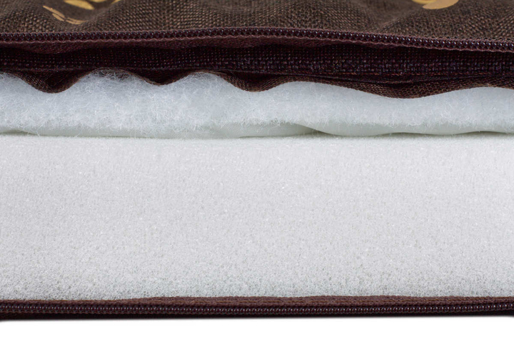 Legowisko materac dla psa Welsti brązowy złote kości i łapki XL 130x90 antypoślizgowy