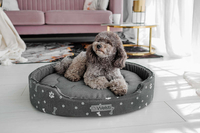 Owalne legowisko kojec dla psa Welsti ciemny szary srebrne kości i łapki L 68x55 wigofil