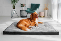 Legowisko materac dla psa Welsti ciemny szary srebrne kości i łapki XL 130x90 antypoślizgowy