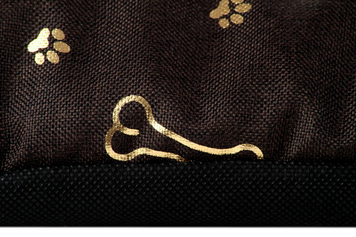 Legowisko mata dla psa Welsti brązowa złote kości i łapki M 70x50 wigofil