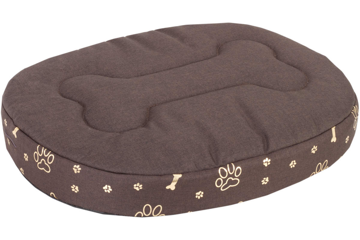 Owalne legowisko kojec dla psa Welsti ciemny szary srebrne kości i łapki XL 80x67 wigofil
