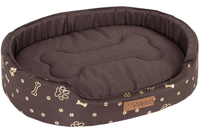 Owalne legowisko kojec dla psa Welsti ciemny szary srebrne kości i łapki L 68x55 wigofil
