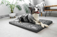 Legowisko materac dla psa Welsti ciemny szary srebrne kości i łapki L 100x70 antypoślizgowy