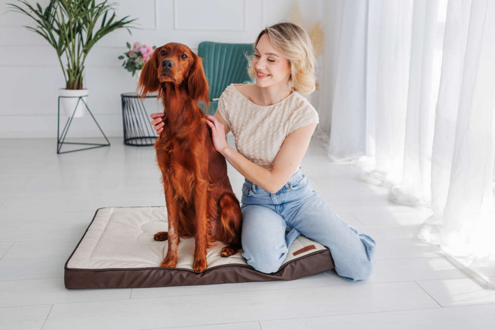 Legowisko materac dla psa Welsti ciemny szary srebrne kości i łapki L 100x70 antypoślizgowy